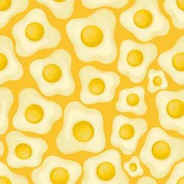 Seamless pattern scrambled fried eggs vector for eco farm cookbook menu recip Stock Illustration