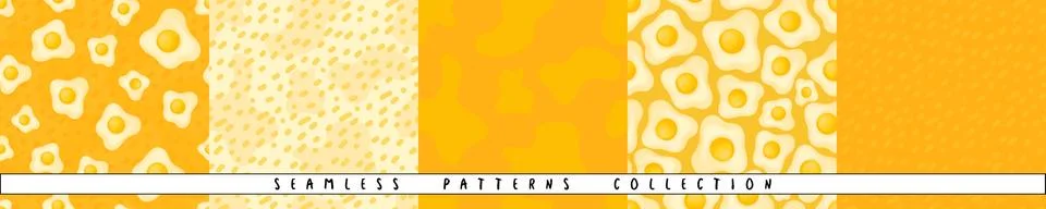 Seamless pattern scrambled fried eggs vector for eco farm cookbook menu recip Stock Illustration