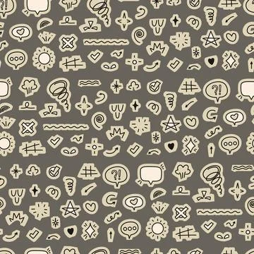 Seamless Pattern With Scrapbook UI Symbols Cutouts Collage Element Sticker... Illustrazione stock