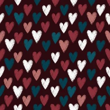 Seamless pattern with scratched hearts Stock Illustration