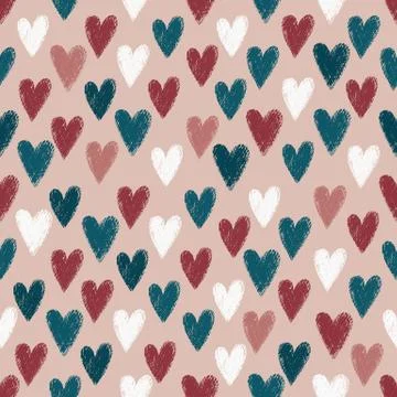 Seamless pattern with scratched hearts 스톡 일러스트
