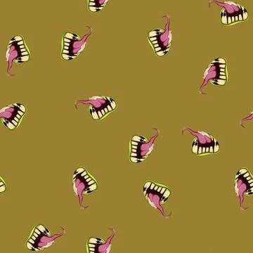 Seamless pattern scream horror mouth cartoon vector Stock Illustration