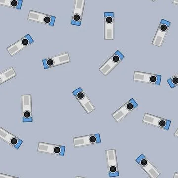 Seamless pattern screen projector video cartoon vector Stock Illustration