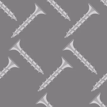 Seamless pattern of screws on a gray background. Vector. Stock Illustration