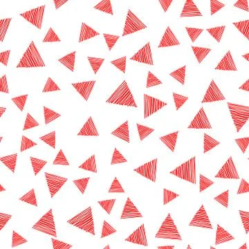 Seamless pattern scribble hatching along the triangles. Diagonal red hatched Stock Illustration