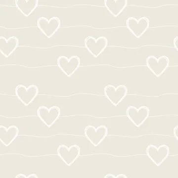 Seamless pattern with scribble hearts and stripes Stock Illustration