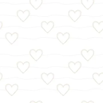 Seamless pattern with scribble hearts and stripes Illustrazione stock
