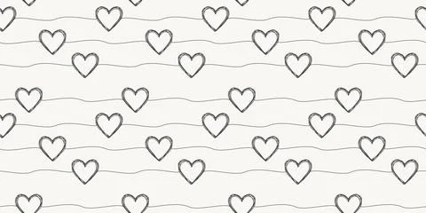 Seamless pattern with scribble hearts and stripes Illustrazione stock