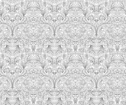 Seamless pattern with scrolls forming stylish floral ornamental wallpaper. Color Illustrazione stock