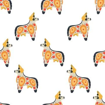 Seamless pattern of Sculpture Dymkovsky toy. Illustrazione stock