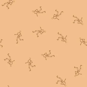 Seamless pattern sculpture wood man model cartoon vector Illustrazione stock