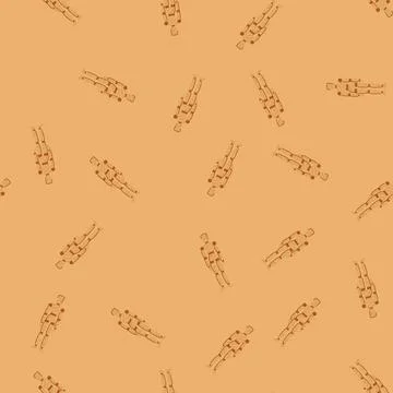 Seamless pattern sculpture wood man model cartoon vector Stock Illustration