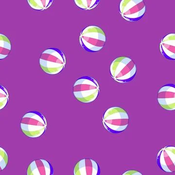 Seamless pattern sea beach ball cartoon vector 库存插图
