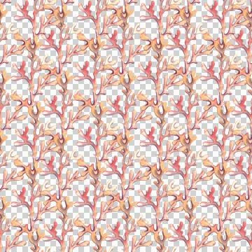 Seamless pattern with sea corals, hand drawn underwater world. Watercolor 库存插图