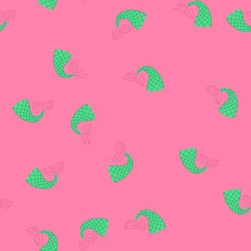 Seamless pattern sea mermaid tail cartoon vector Stock Illustration