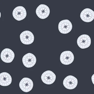 Seamless pattern sea nautical compass cartoon vector Stockillustratie