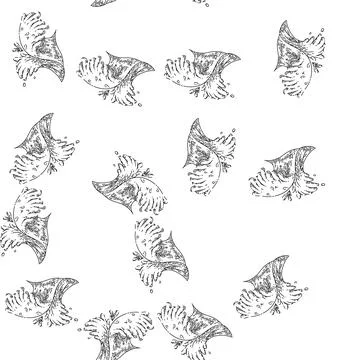 Seamless pattern sea ocean waves sketch hand drawn Illustrazione stock
