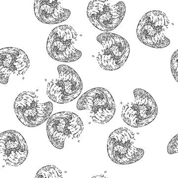 Seamless pattern sea ocean waves sketch hand drawn Illustrazione stock