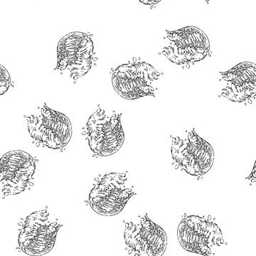 Seamless pattern sea ocean waves sketch hand drawn Illustrazione stock