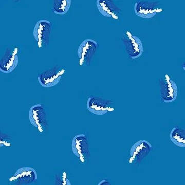 Seamless pattern sea ocean waves cartoon vector Stock Illustration