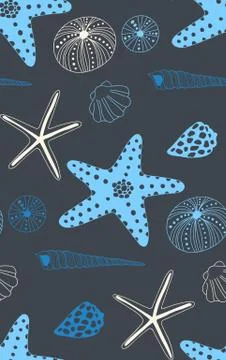 Seamless pattern with sea shells 스톡 일러스트