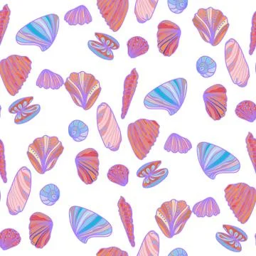 Seamless pattern with sea shells. Illustrazione stock