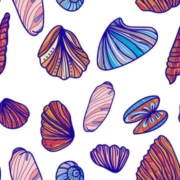 Seamless pattern with sea shells. イラスト素材