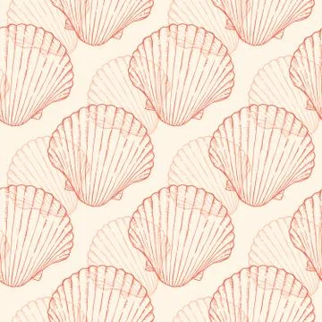 Seamless pattern with sea shells Illustrazione stock