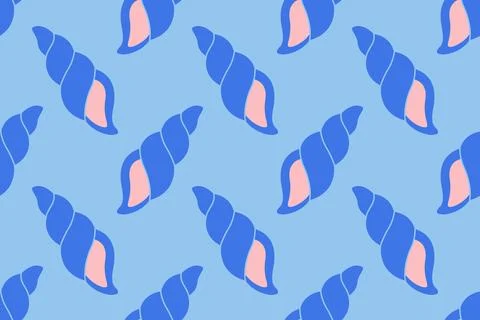 Seamless pattern with sea shells Tropical beach shells. Summer seamless pattern Illustrazione stock