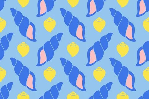 Seamless pattern with sea shells Tropical beach shells. Summer seamless pattern Stock Illustration