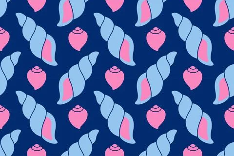 Seamless pattern with sea shells Tropical beach shells. Summer seamless pattern Stock Illustration