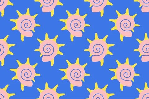 Seamless pattern with sea shells Tropical beach shells. Summer seamless pattern 스톡 일러스트