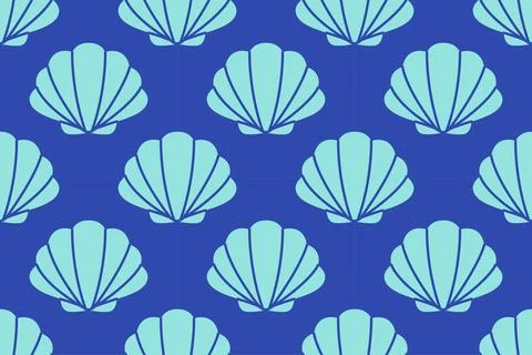 Seamless pattern with sea shells Tropical beach shells. Summer seamless pattern Stock Illustration
