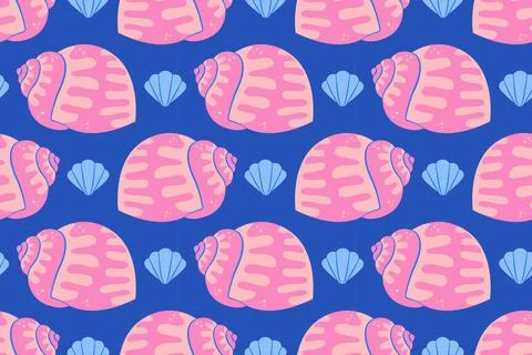 Seamless pattern with sea shells Tropical beach shells. Summer seamless pattern Stock Illustration