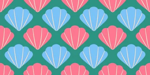 Seamless pattern with sea shells Tropical beach shells. Summer seamless pattern イラスト素材