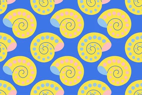 Seamless pattern with sea shells Tropical beach shells. Summer seamless pattern Stock Illustration