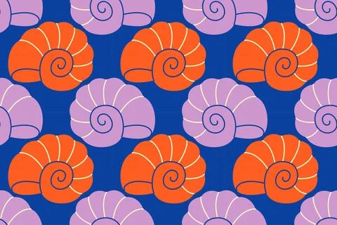 Seamless pattern with sea shells Tropical beach shells. Summer seamless pattern Illustrazione stock
