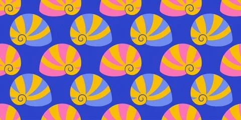Seamless pattern with sea shells Tropical beach shells. Summer seamless pattern Illustrazione stock
