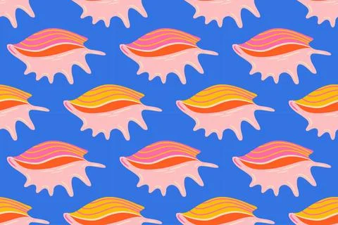 Seamless pattern with sea shells Tropical beach shells. Summer seamless pattern Illustrazione stock