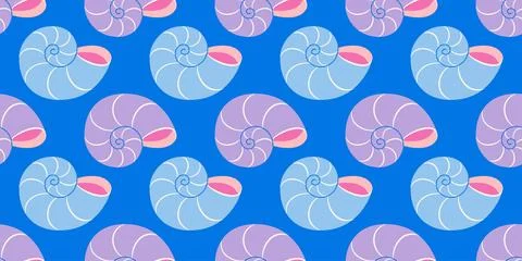 Seamless pattern with sea shells Tropical beach shells. Summer seamless pattern Illustrazione stock