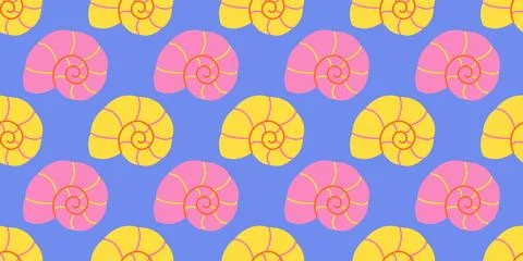 Seamless pattern with sea shells Tropical beach shells. Summer seamless pattern Stock Illustration