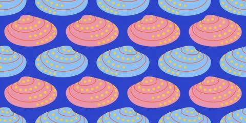 Seamless pattern with sea shells Tropical beach shells. Summer seamless pattern Stock Illustration