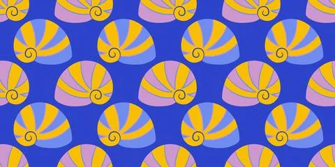 Seamless pattern with sea shells Tropical beach shells. Summer seamless pattern Illustrazione stock