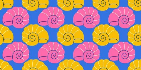 Seamless pattern with sea shells Tropical beach shells. Summer seamless pattern Illustrazione stock