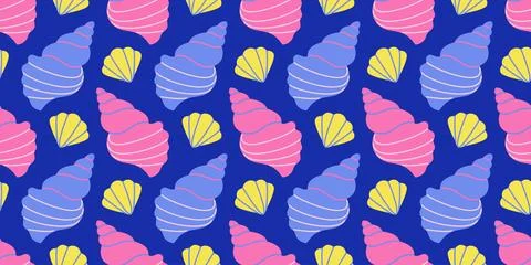 Seamless pattern with sea shells Tropical beach shells. Summer seamless pattern Stock Illustration