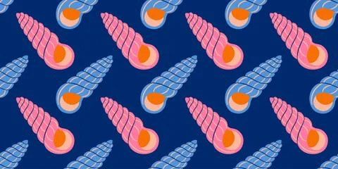 Seamless pattern with sea shells Tropical beach shells. Summer seamless pattern Illustrazione stock