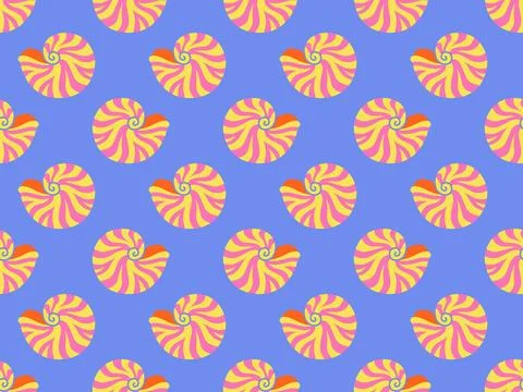 Seamless pattern with sea shells Tropical beach shells. Summer seamless pattern 스톡 일러스트