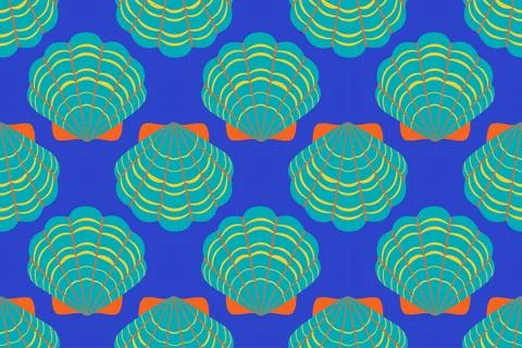 Seamless pattern with sea shells Tropical beach shells. Summer seamless pattern Stock Illustration
