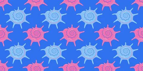 Seamless pattern with sea shells Tropical beach shells. Summer seamless pattern Stock Illustration