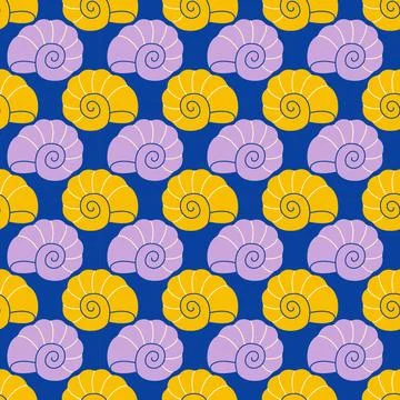 Seamless pattern with sea shells Tropical beach shells. Summer seamless pattern Stock Illustration